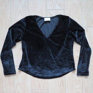 Soft Surroundings Black Velvet Pullover Stretch Top Size M